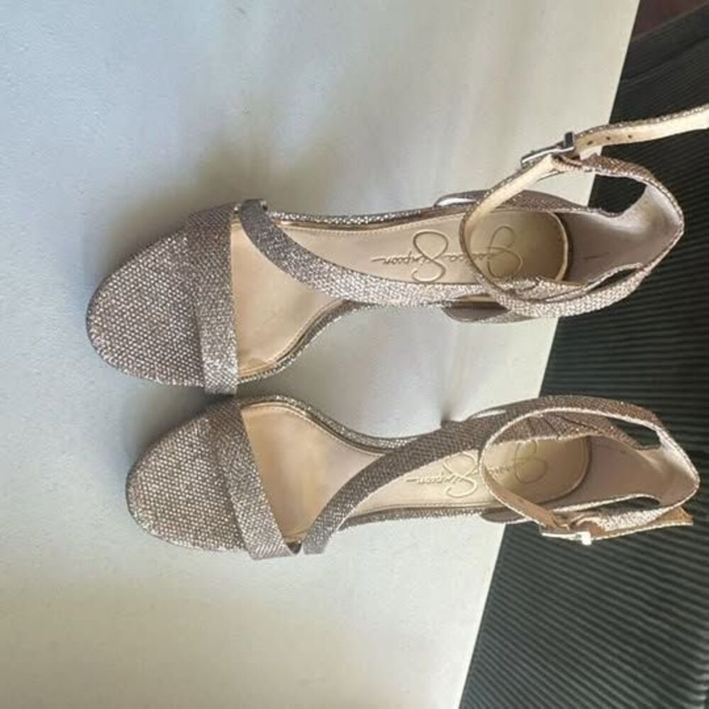 Jessica Simpson Rayli2 Sparkling Gold Strappy High Heel Sandals
